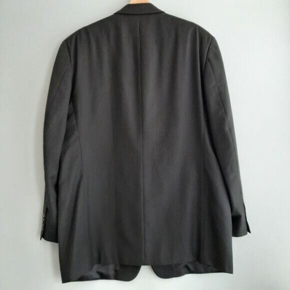 CHAPS / 100% Wool Pinstripe Blazer Jacket Black Men's Sz 44 L - Picture 8 of 14